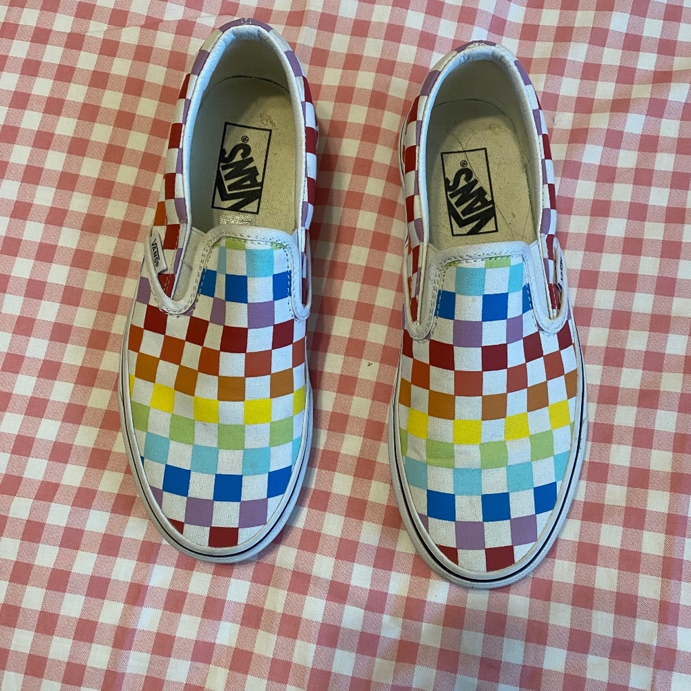 Rainbow checkered vans